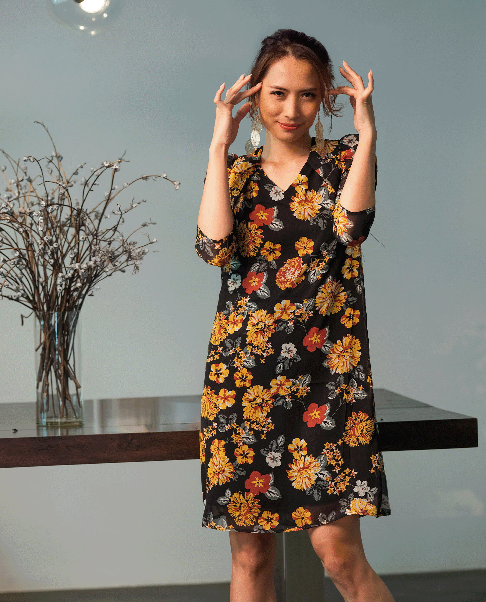 Đầm Suông Vai Nhún Cúc DRE170 - Hity