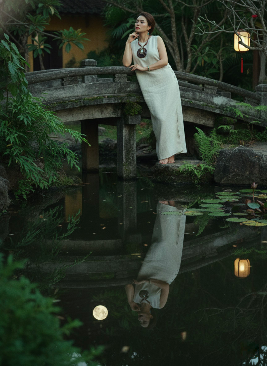 Đầm suông không tay xẻ tà linen xám thời trang Hity