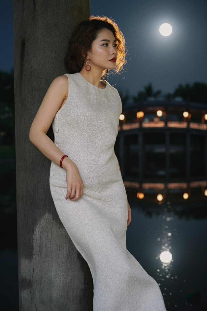 Đầm suông không tay xẻ tà linen xám thời trang Hity