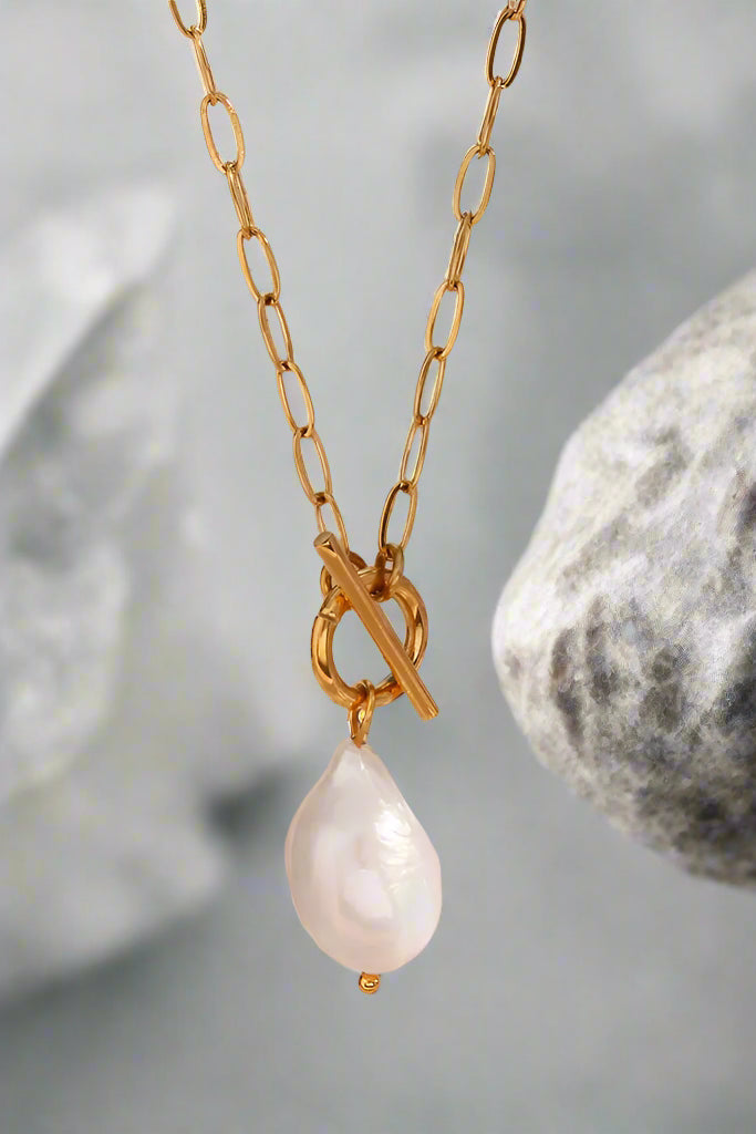 Dây chuyền dáng xích mặt ngọc trai baorque thời trang Hity