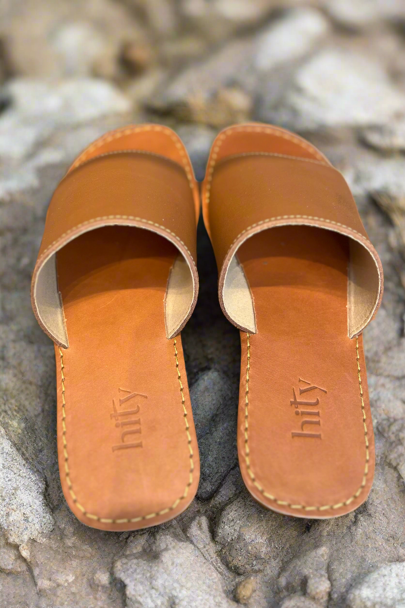 Dép lê quai ngang bảng rộng da bò cao cấp thời trang Hity