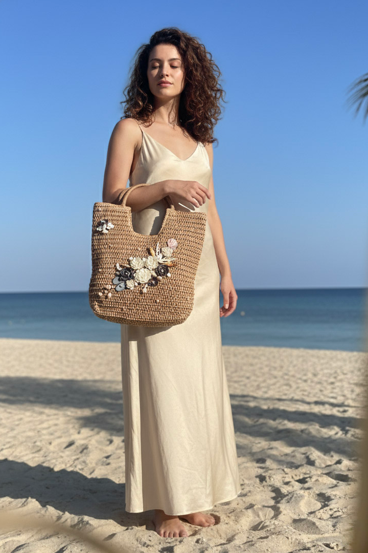 Giỏ cói giấy dáng tote mềm thời trang Hity