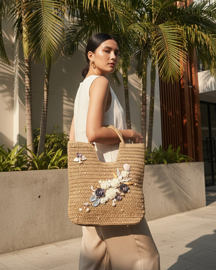 Giỏ cói giấy dáng tote mềm thời trang Hity