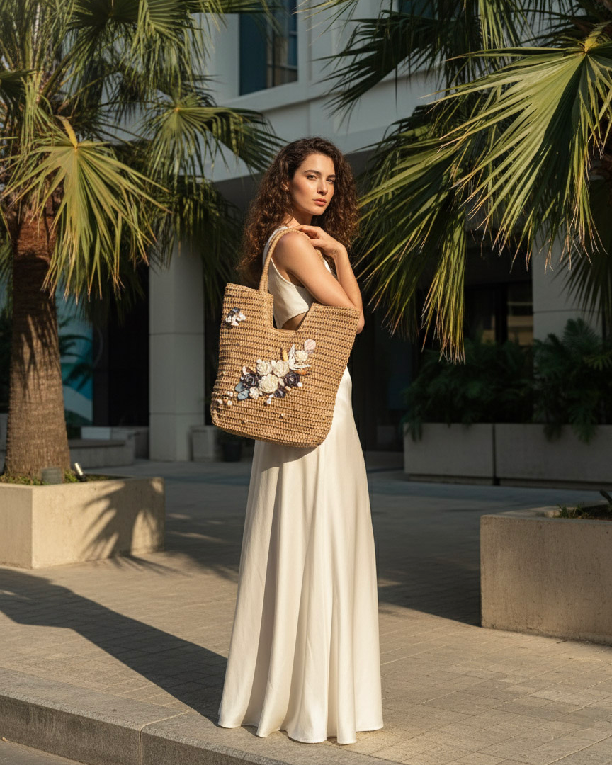 Giỏ cói giấy dáng tote mềm thời trang Hity