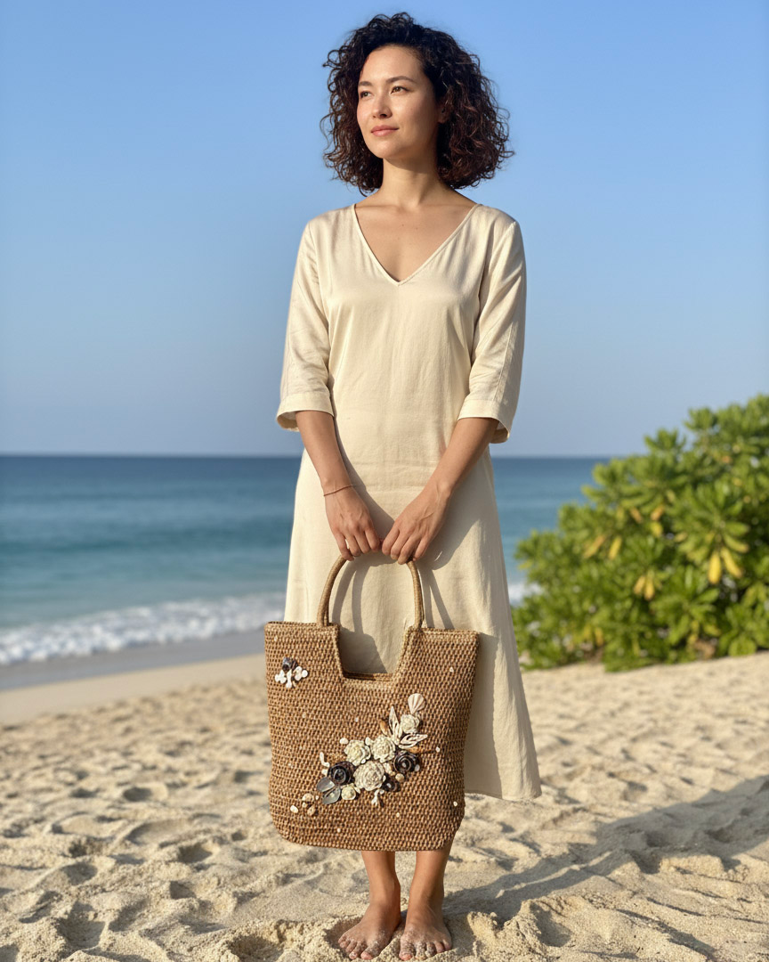 Giỏ cói giấy dáng tote mềm thời trang Hity