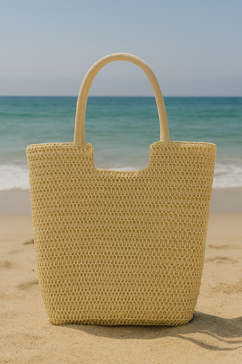 Giỏ cói giấy dáng tote mềm trang trí vỏ sò ốc thời trang Hity