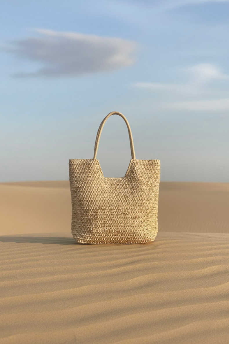 Giỏ cói giấy dáng tote mềm trang trí vỏ sò ốc thời trang Hity