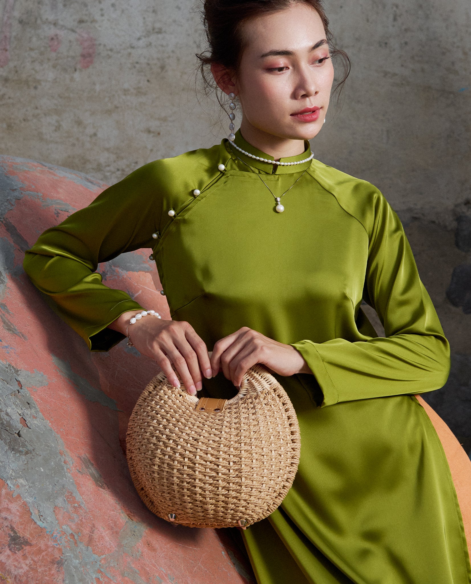 Giỏ túi mây đan thủ công dáng trứng tròn cầm tay thời trang Hity