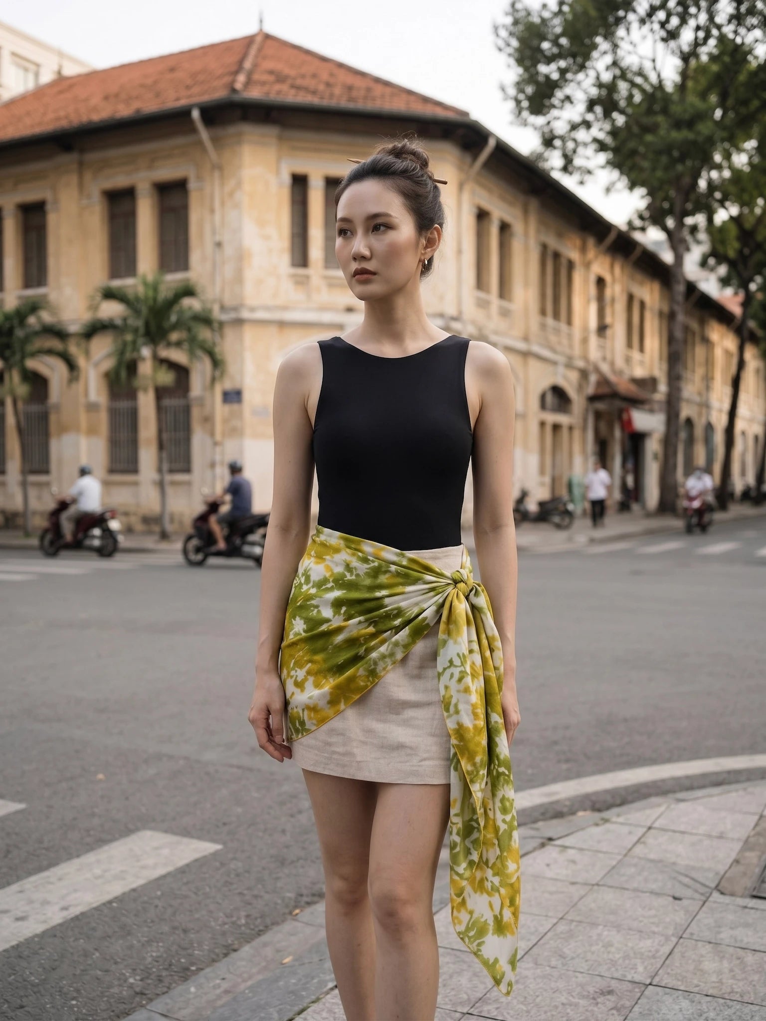 Khăn lụa tơ tằm nhuộm loang tiedye dài thời trang Hity
