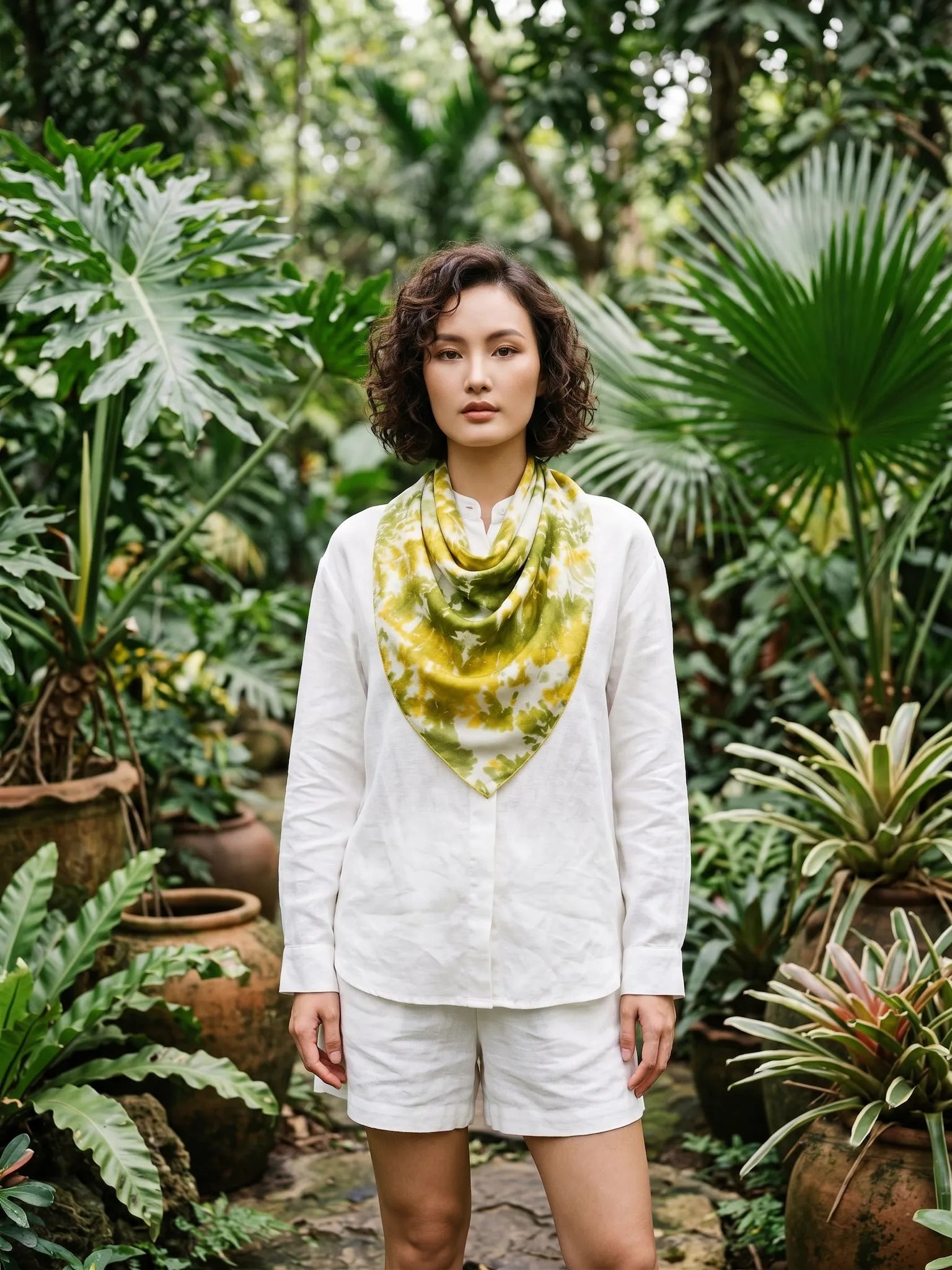 Khăn lụa tơ tằm nhuộm loang tiedye vuông mini thời trang Hity