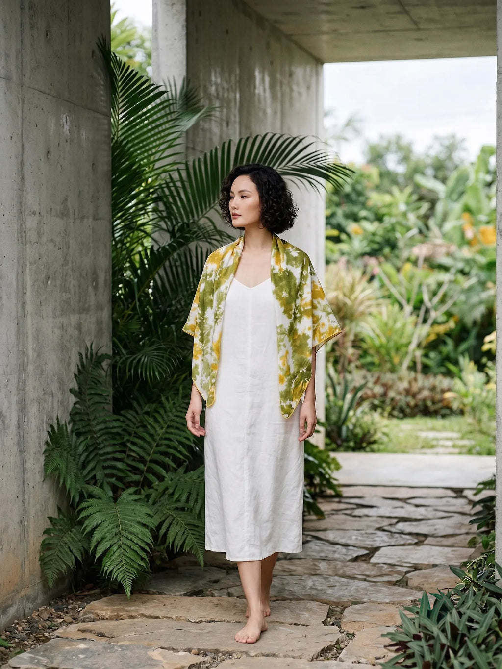 Khăn lụa tơ tằm nhuộm loang tiedye vuông thời trang Hity