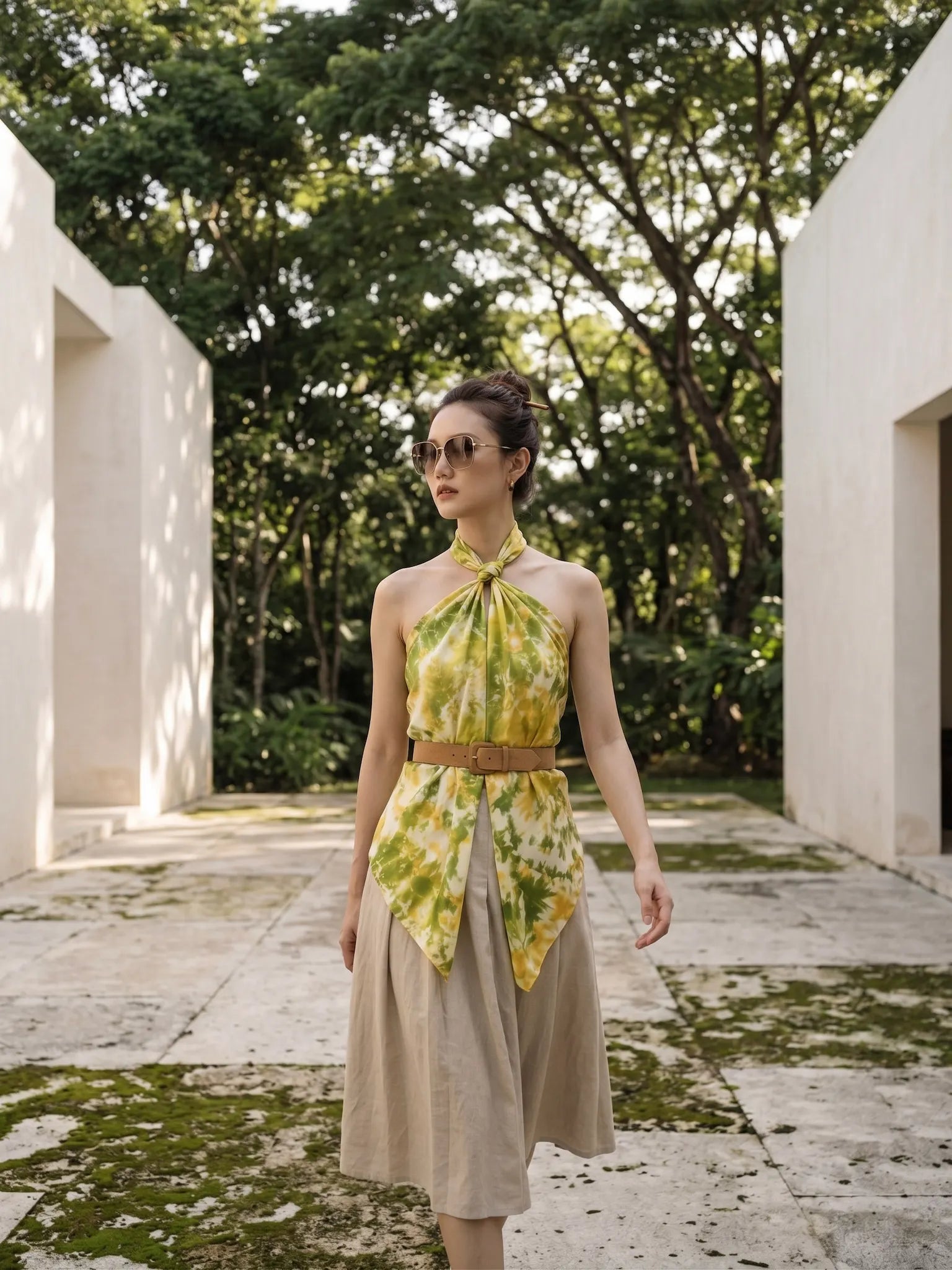 Khăn lụa tơ tằm nhuộm loang tiedye vuông thời trang Hity