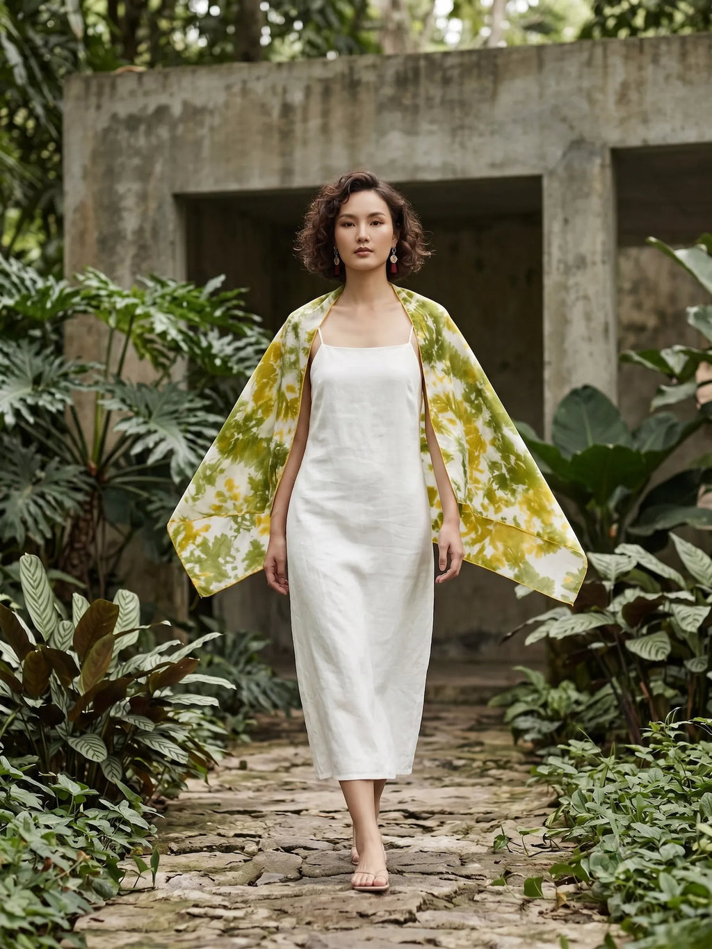 Khăn lụa tơ tằm nhuộm loang tiedye oversize thời trang Hity
