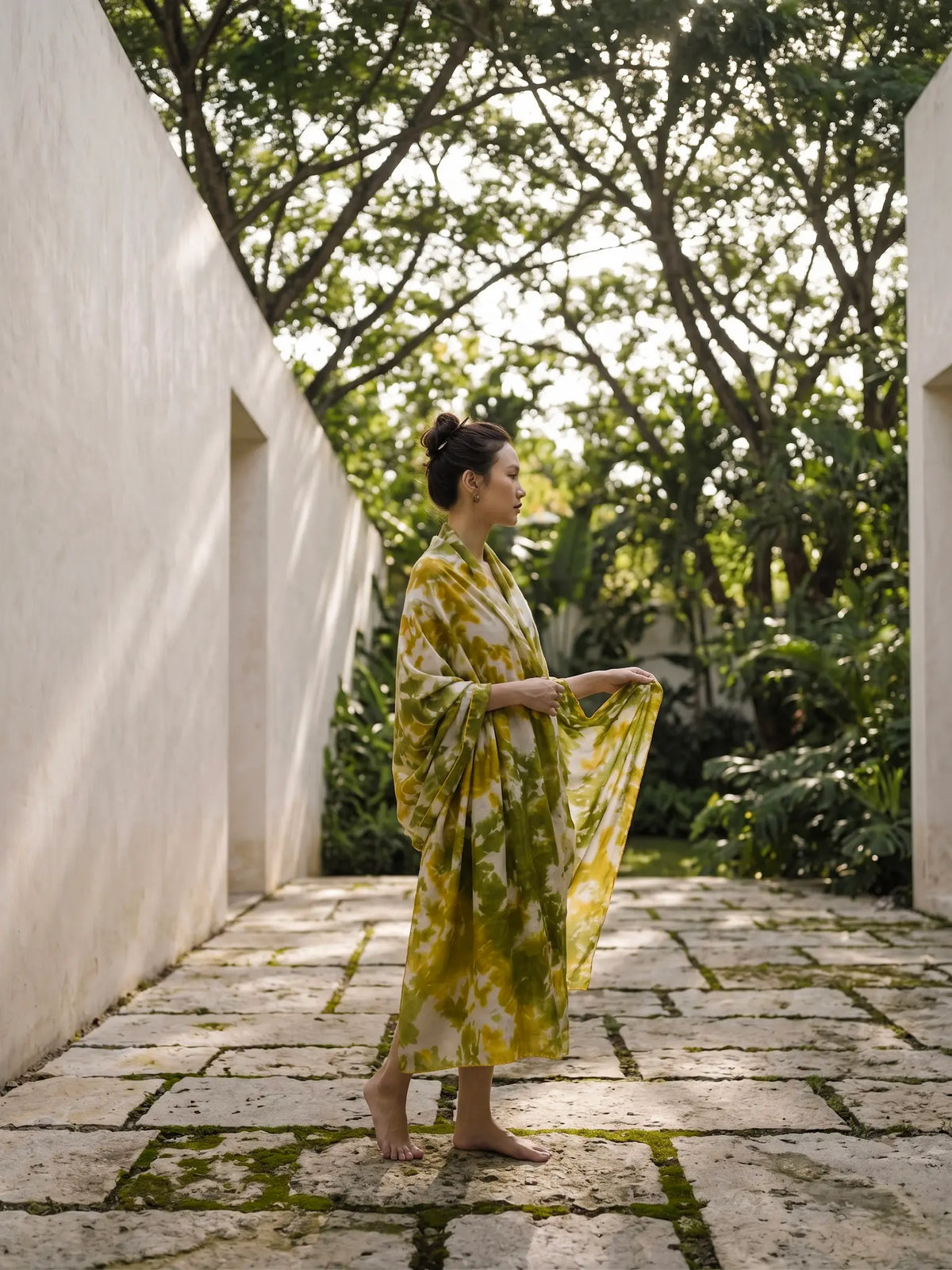 Khăn lụa tơ tằm nhuộm loang tiedye oversize thời trang Hity