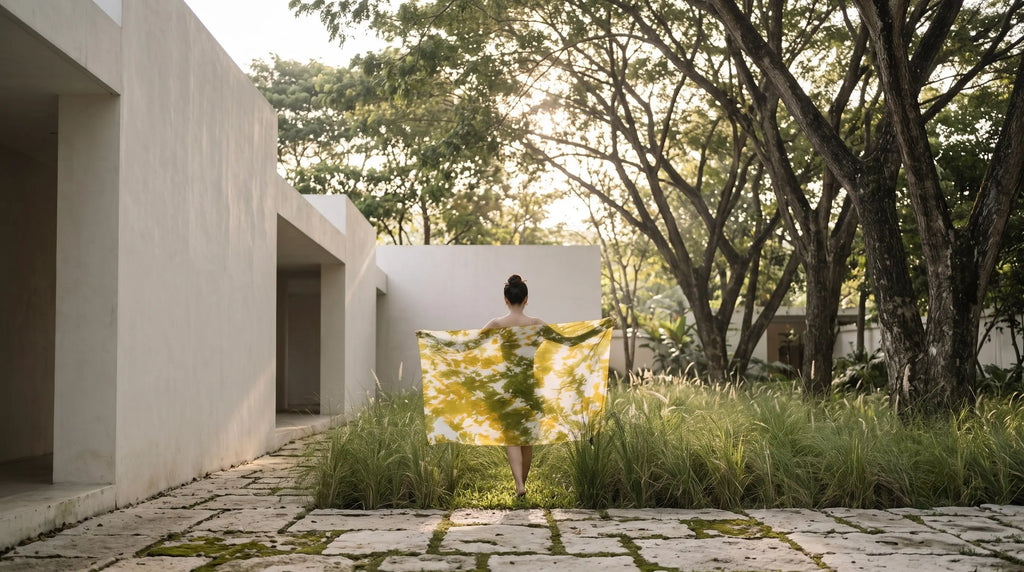 Khăn lụa tơ tằm nhuộm loang tiedye oversize thời trang Hity