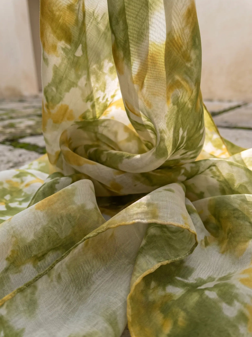Khăn lụa tơ tằm nhuộm loang tiedye oversize thời trang Hity