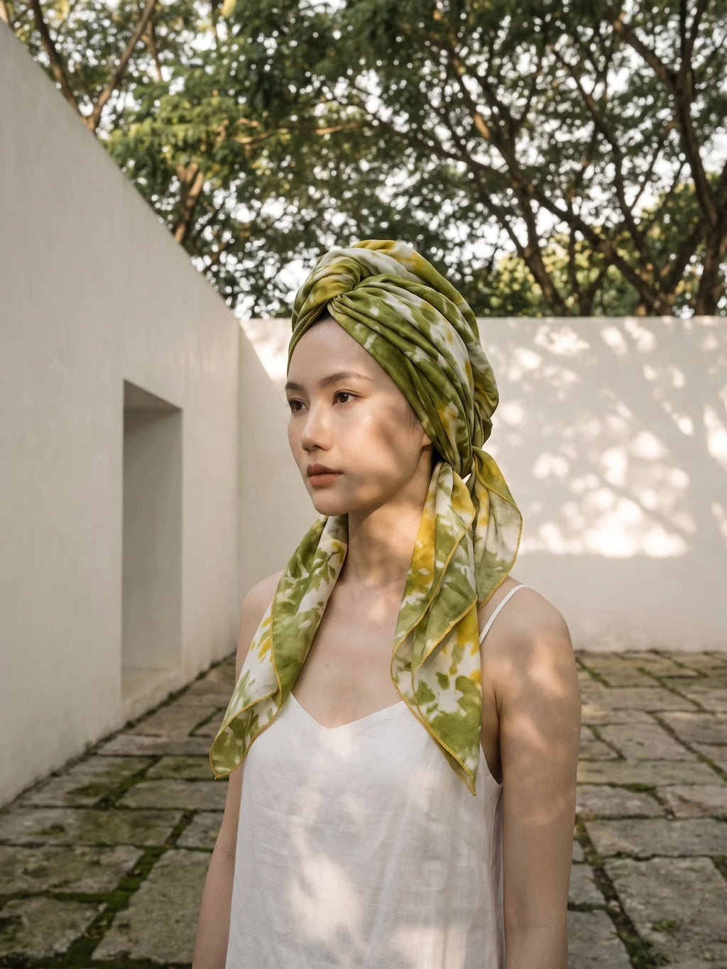 Khăn lụa tơ tằm nhuộm loang tiedye oversize thời trang Hity