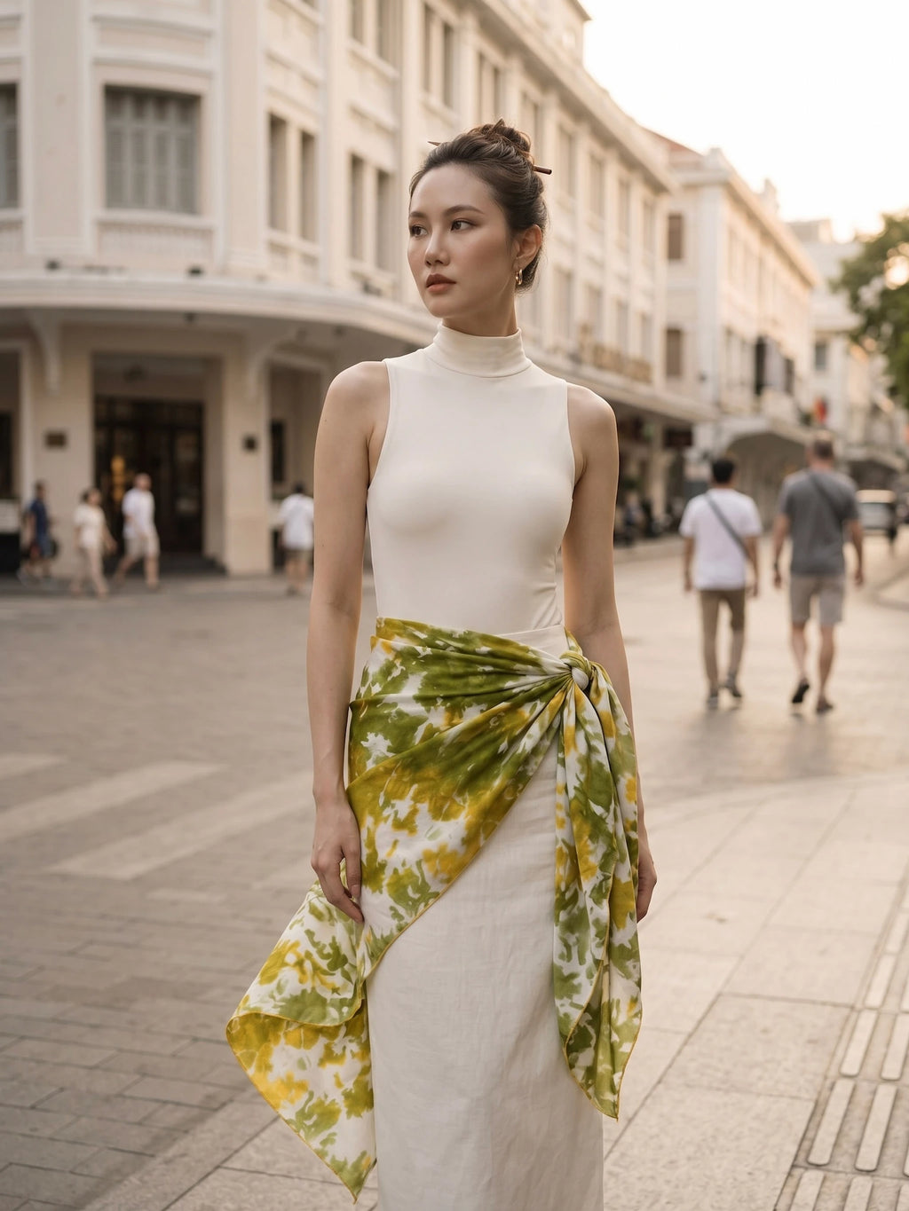 Khăn lụa tơ tằm nhuộm loang tiedye oversize thời trang Hity