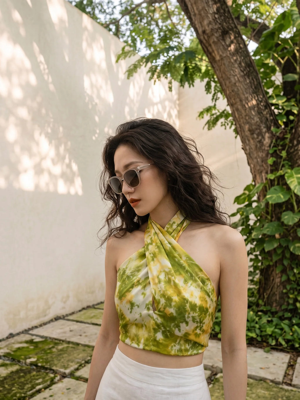 Khăn lụa tơ tằm nhuộm loang tiedye oversize thời trang Hity