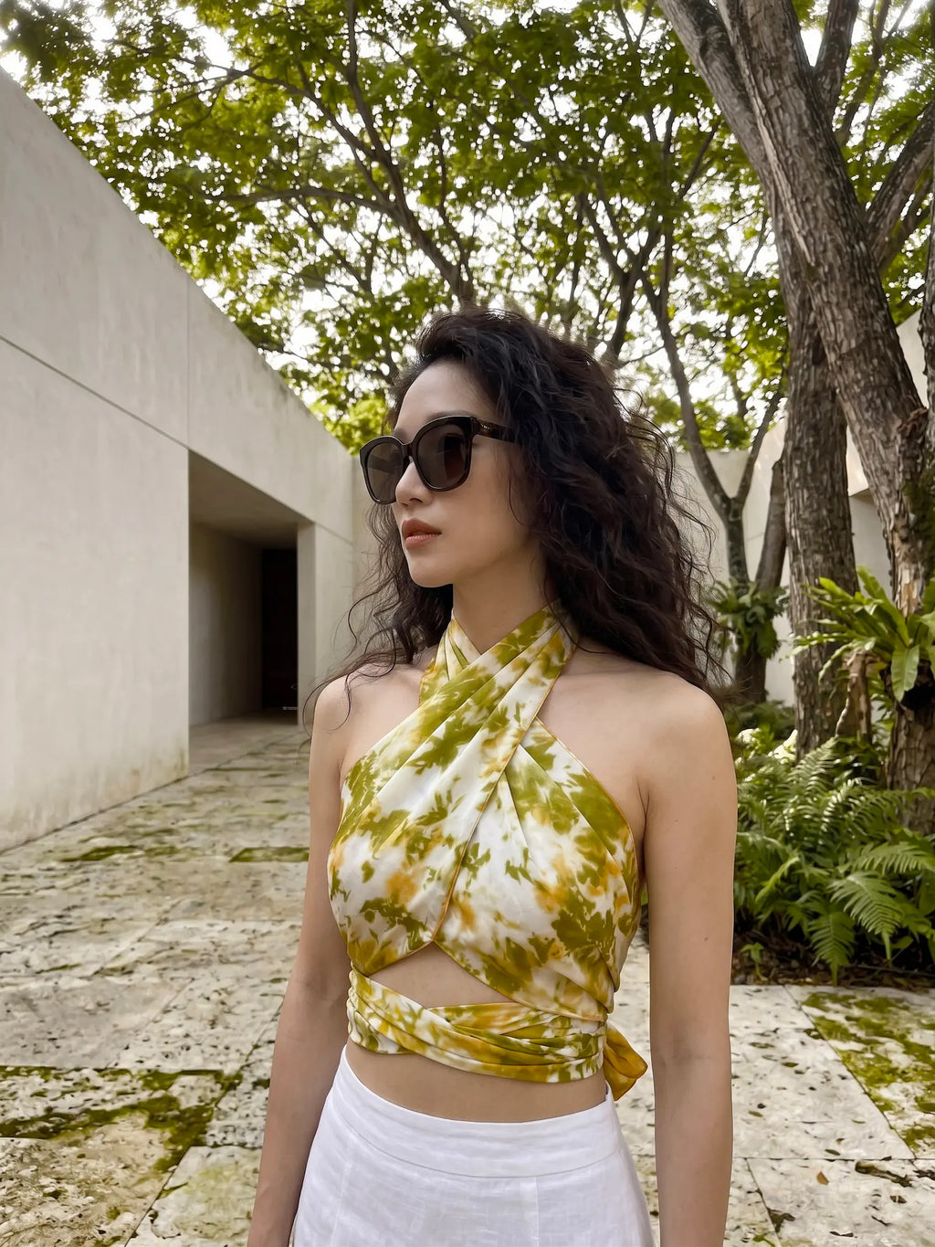 Khăn lụa tơ tằm nhuộm loang tiedye oversize thời trang Hity