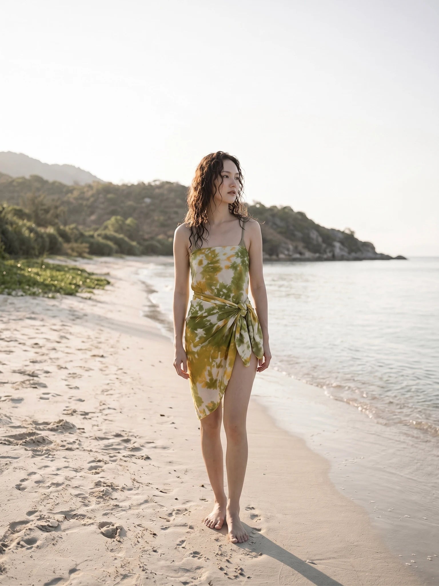 Khăn lụa tơ tằm nhuộm loang tiedye oversize thời trang Hity