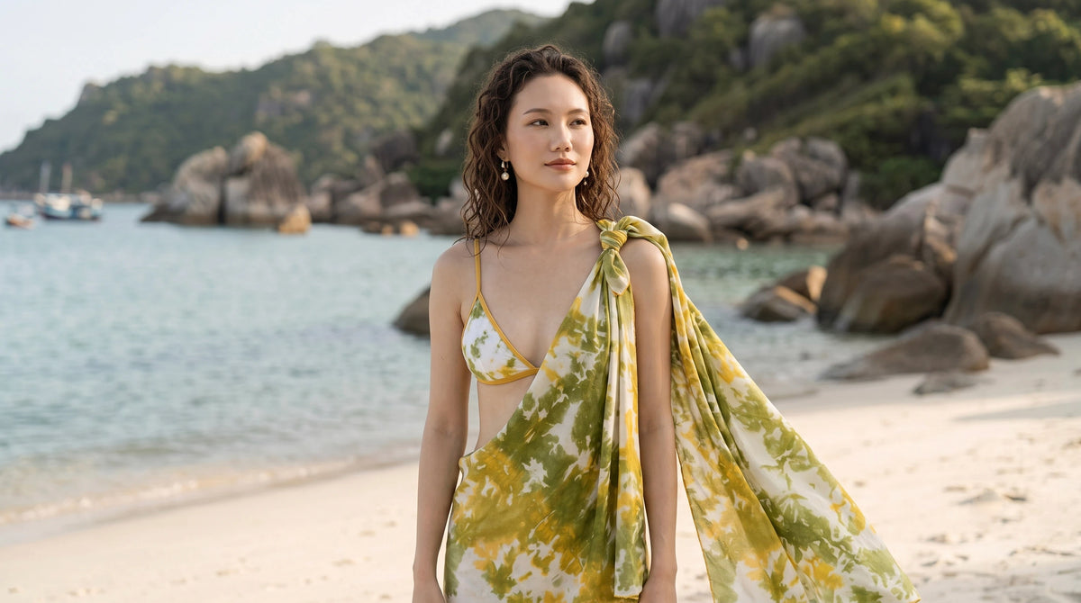 Khăn lụa tơ tằm nhuộm loang tiedye oversize thời trang Hity