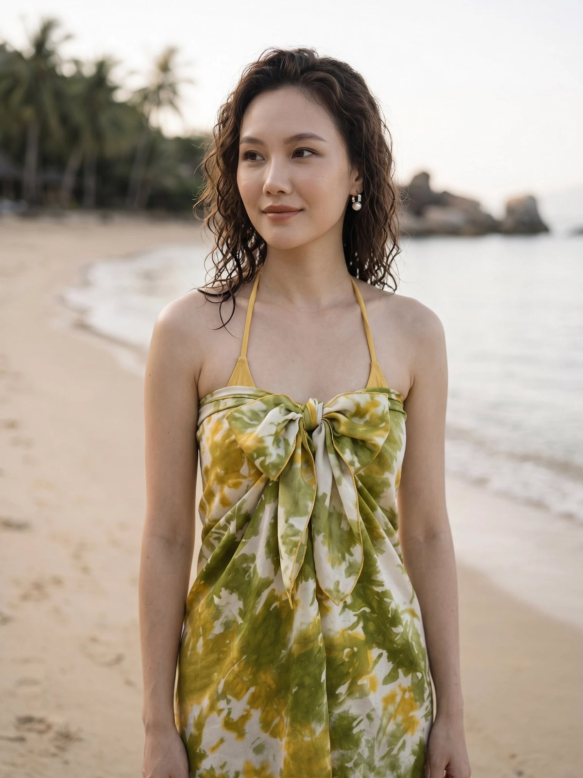 Khăn lụa tơ tằm nhuộm loang tiedye oversize thời trang Hity