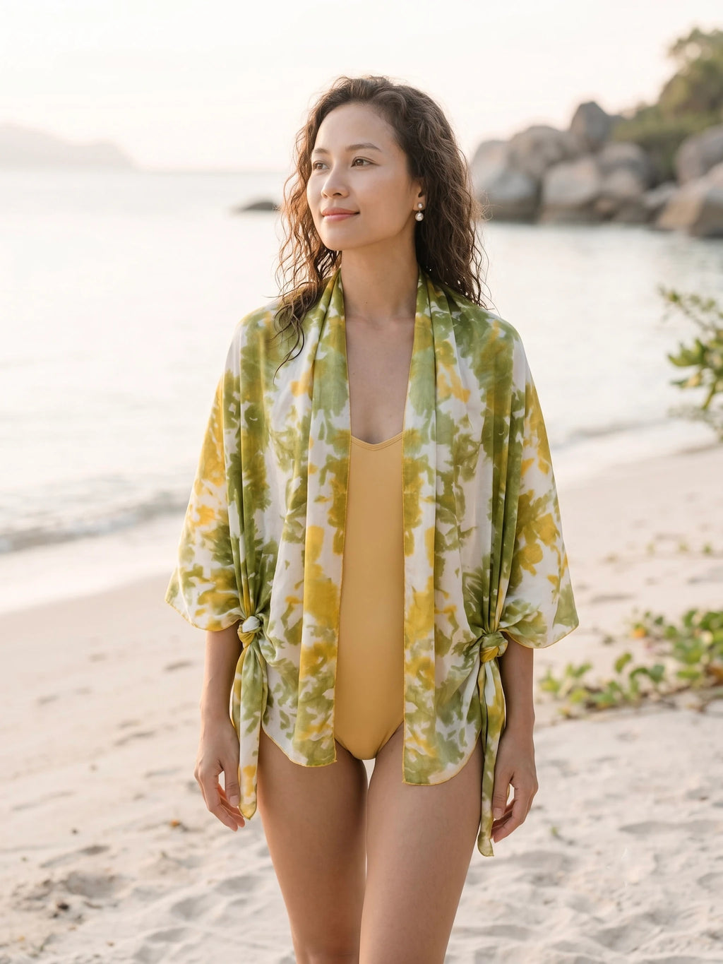 Khăn lụa tơ tằm nhuộm loang tiedye oversize thời trang Hity