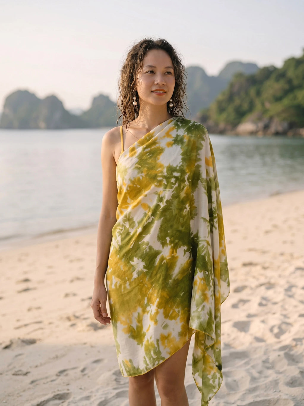 Khăn lụa tơ tằm nhuộm loang tiedye oversize thời trang Hity
