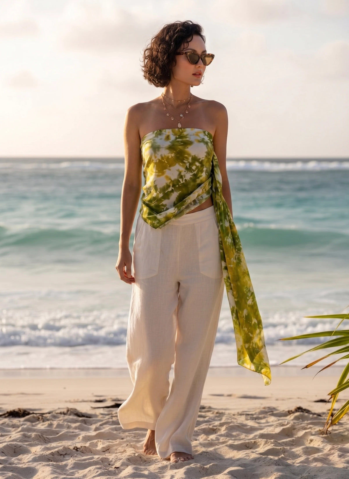 Khăn lụa tơ tằm nhuộm loang tiedye oversize thời trang Hity