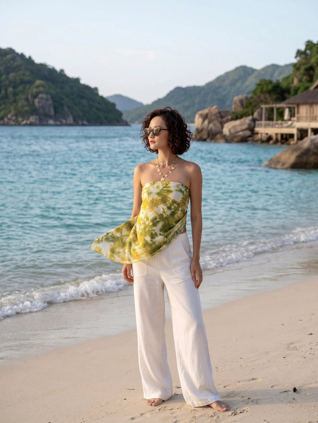 Khăn lụa tơ tằm nhuộm loang tiedye oversize thời trang Hity