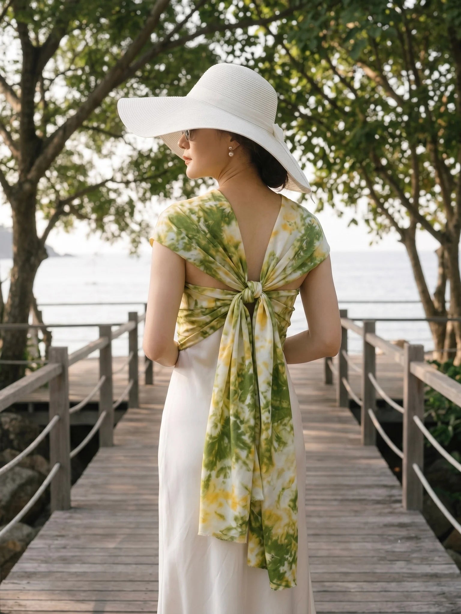 Khăn lụa tơ tằm nhuộm loang tiedye oversize thời trang Hity