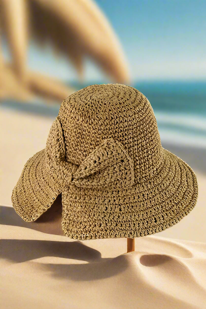 Mũ nón cói vành khuyết nơ dáng chuông thời trang Hity