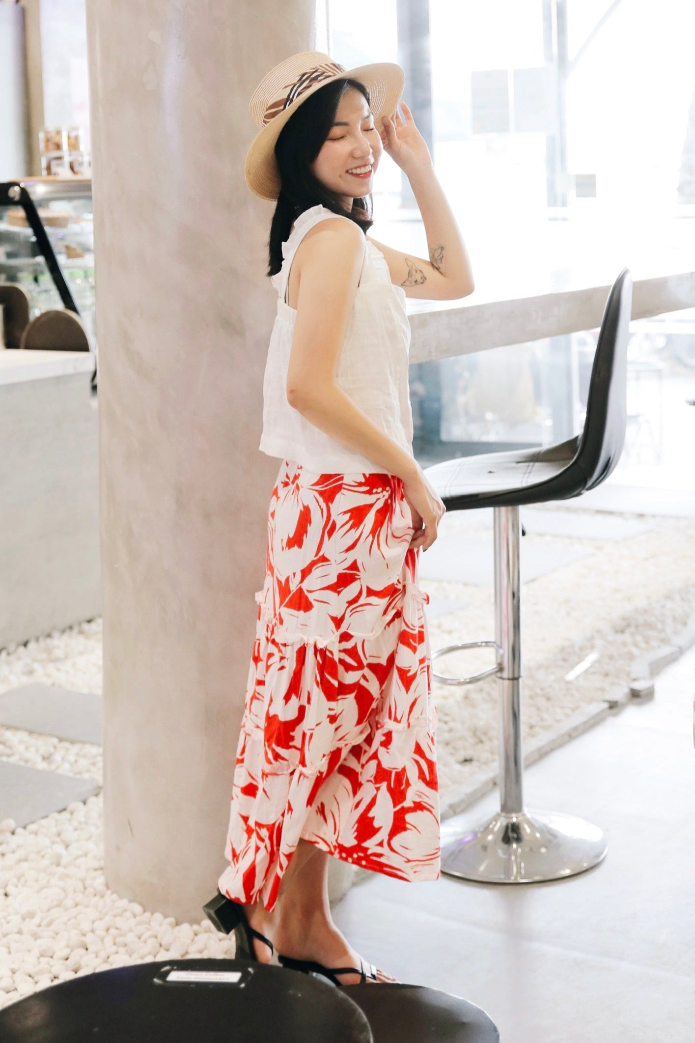 Váy maxi lá đỏ thời trang Hity