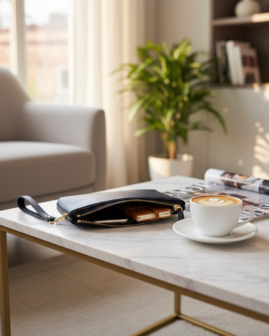 Ví da cầm tay clutch da bò Ý thời trang Hity