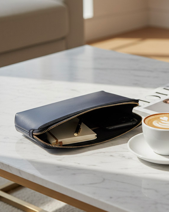 Ví da cầm tay clutch da bò Ý thời trang Hity