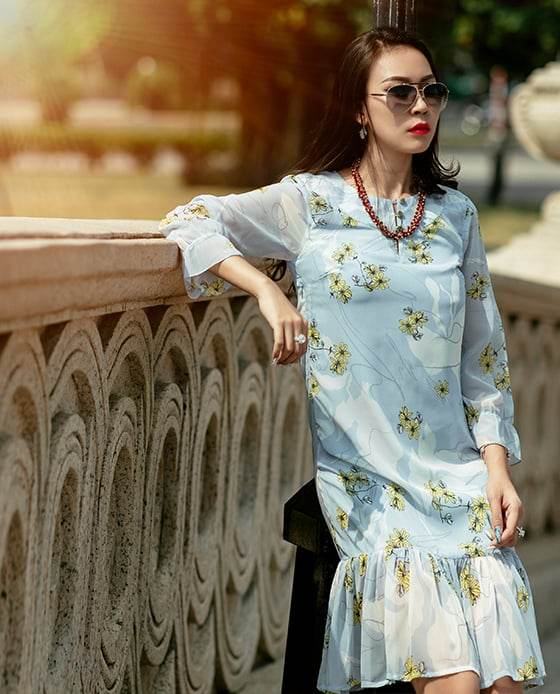 Đầm Suông Hoa Hạ Vàng DRE104 - Hity