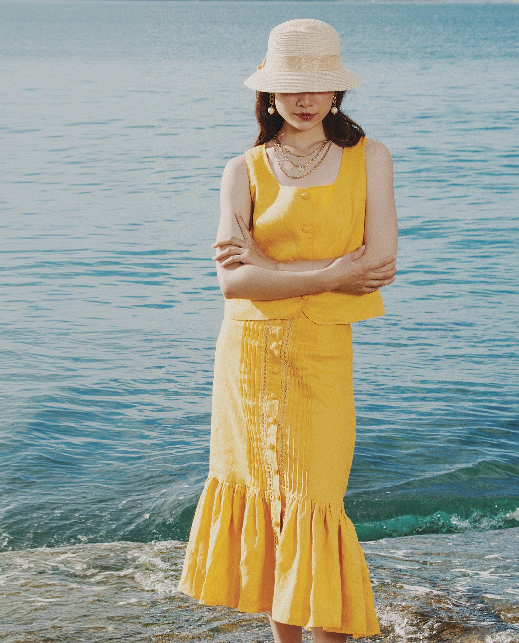 Áo Croptop Linen Tràng An TOP229 - Hity