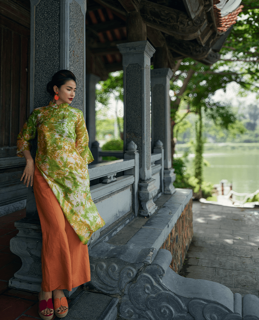 Áo Dài Lụa Thuỷ Ấn Phiêu Vân ADA012 - Hity