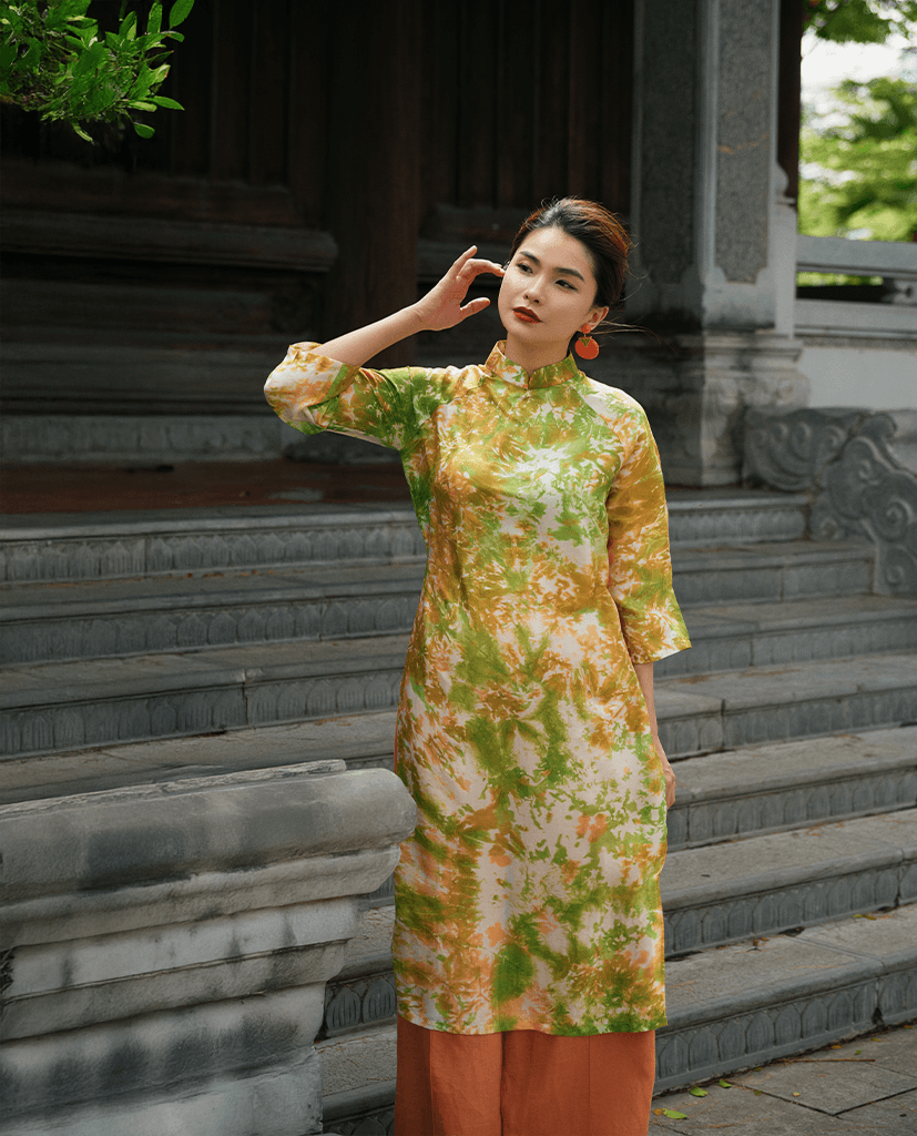 Áo Dài Lụa Thuỷ Ấn Phiêu Vân ADA012 - Hity