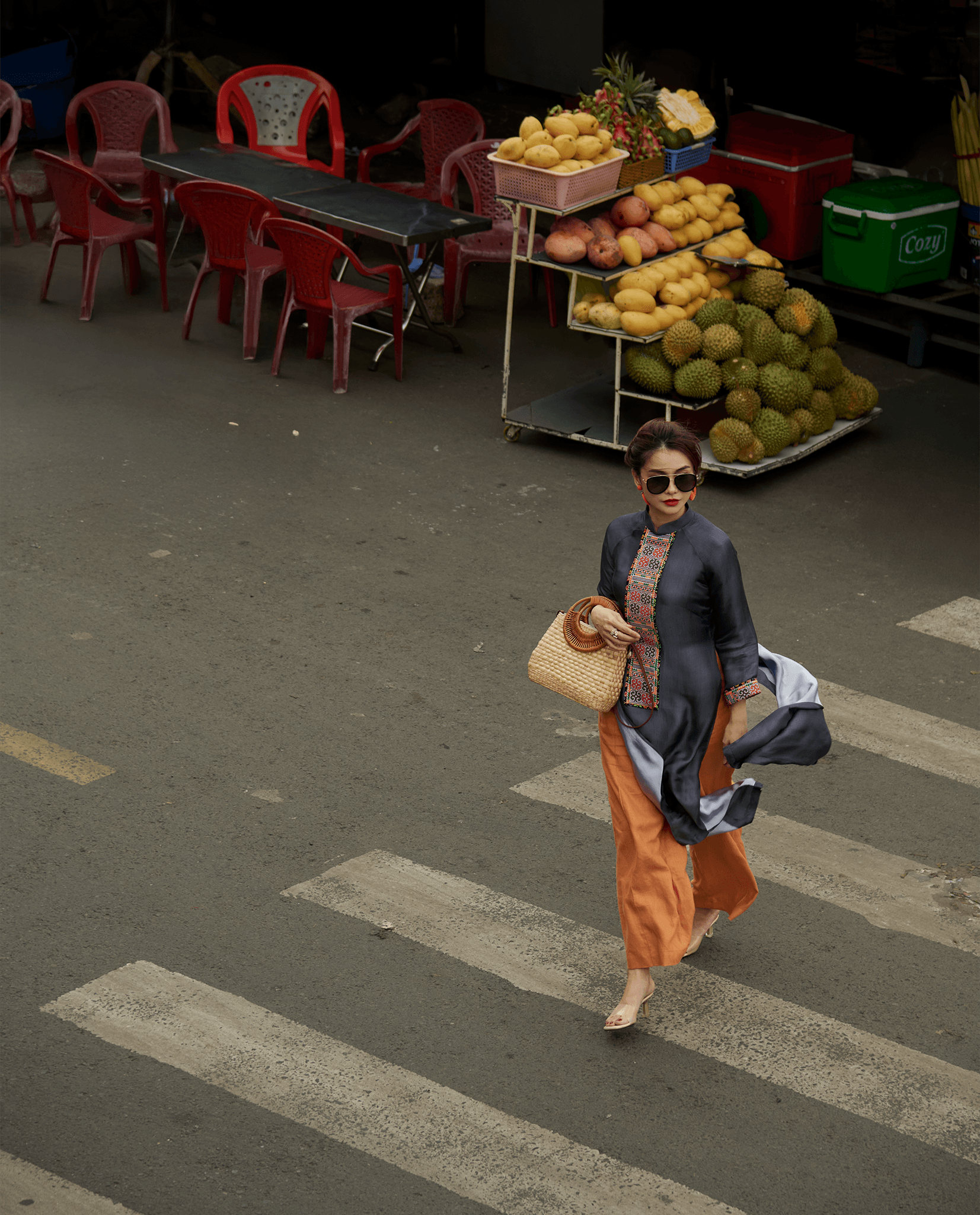 Áo Dài Lụa Thổ Cẩm Hoà Văn ADA010 - Hity