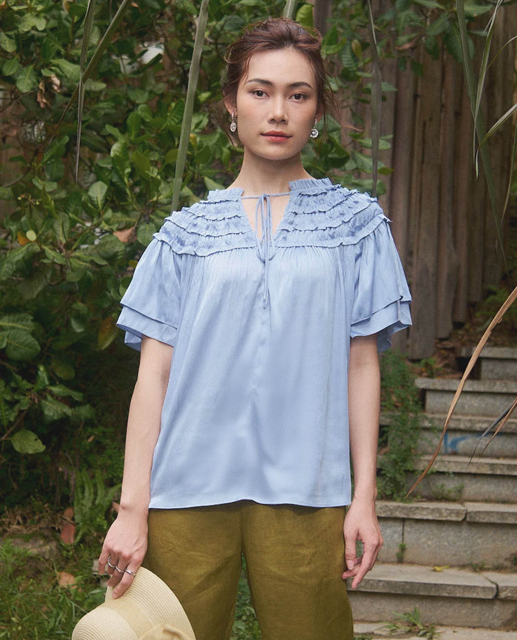 Áo Lụa Nhún Vân TOP221 - Hity