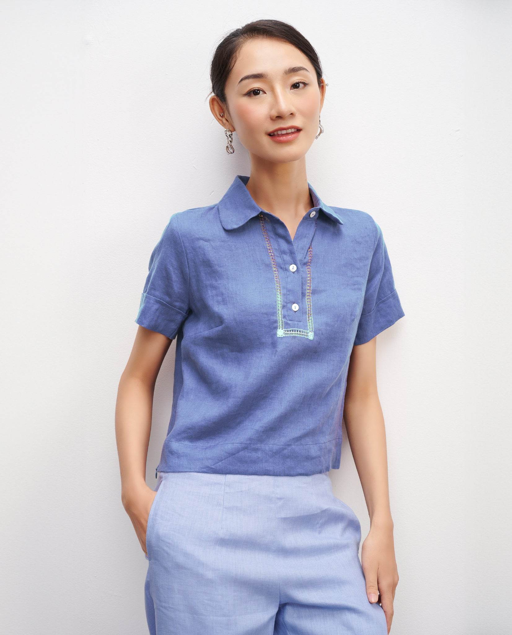 Áo Linen Rua Rút Chỉ Thạch TOP195Limited - Hity