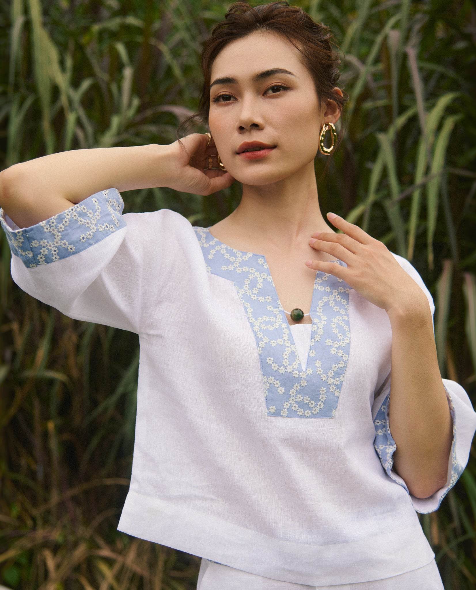 Áo Linen Thêu Thảo TOP233 - Hity