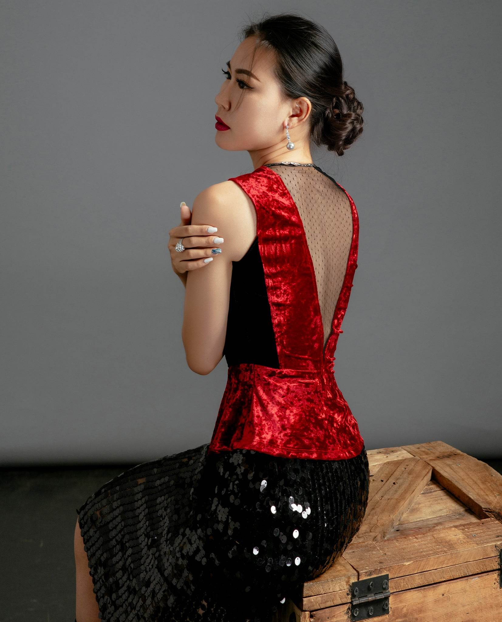 Áo Peplum Nhung Dạ Yến TOP123 - Hity