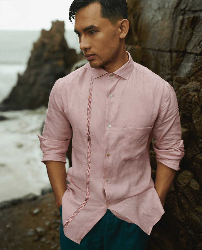 Áo Sơ Mi Linen Thêu Tay Nam Tử TOPM06 - Hity