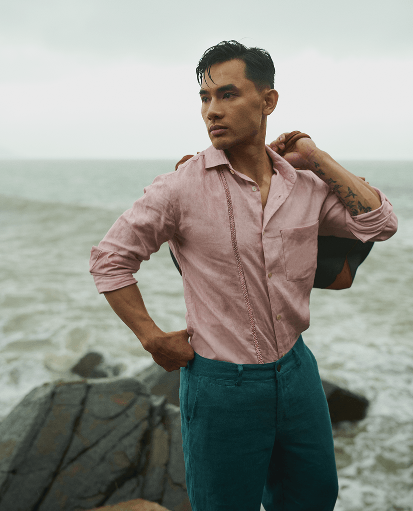 Áo Sơ Mi Linen Thêu Tay Nam Tử TOPM06 - Hity