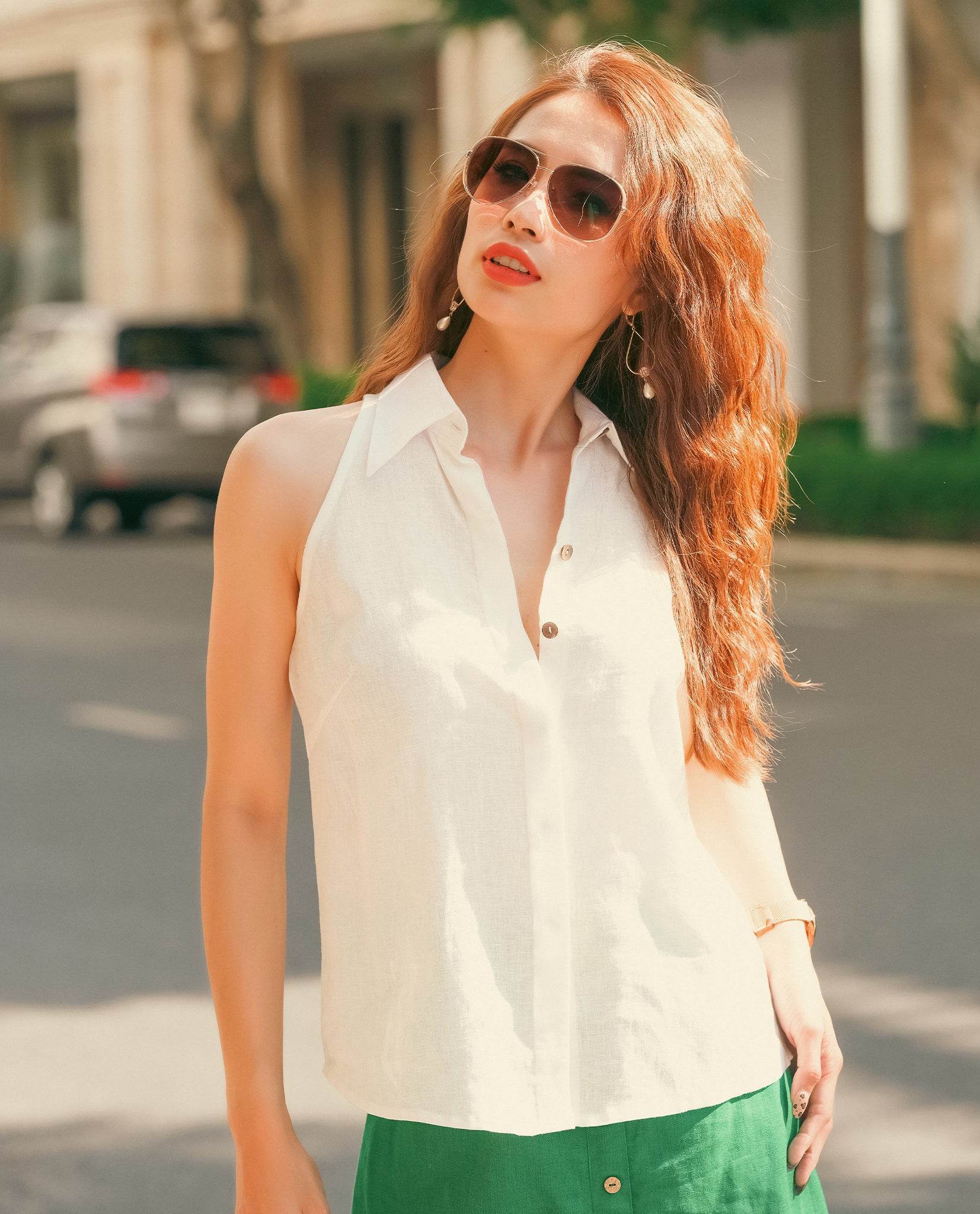 Áo Sơ Mi Halter Lĩnh TOP159 - Hity