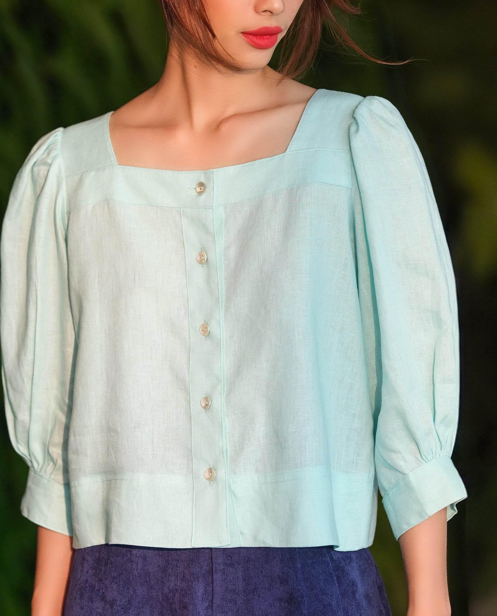 Áo Linen Croptop Ngọc TOP132 - Hity