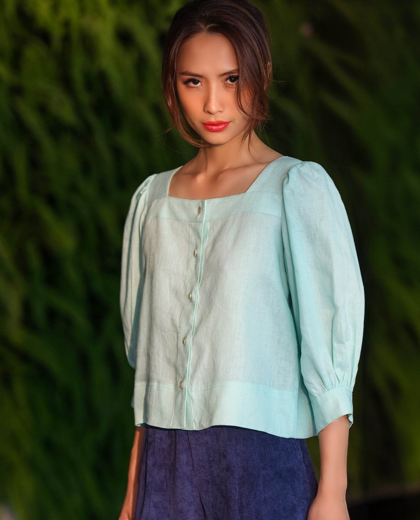 Áo Linen Croptop Ngọc TOP132 - Hity